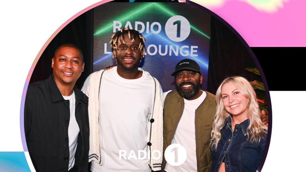 Myles Smith with Rickie and Charlie in the Live Lounge.