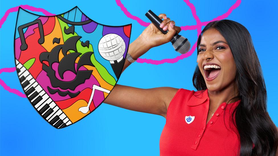 Blue Peter Music Badge and Shini.