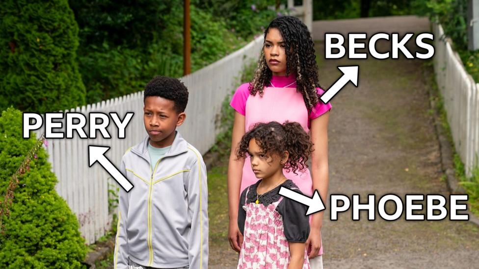 Three characters called Becks, Phoebe and Perry