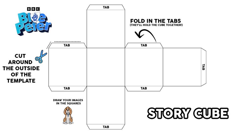 Blue Peter's story cube make template guidelines.