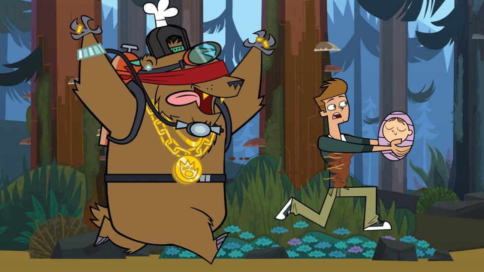 A man being chased by a bear