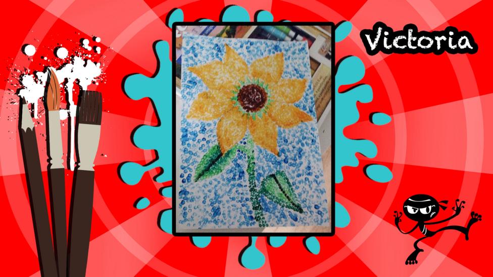 A user's Art Ninja creation, this is a sunflower dotted painting.