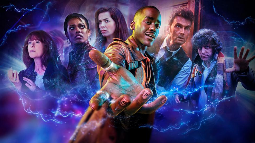 The Whoniverse including various characters from multiple Doctor Who series and shows.