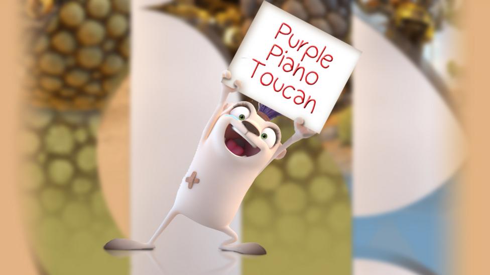 Gumble holding a sign