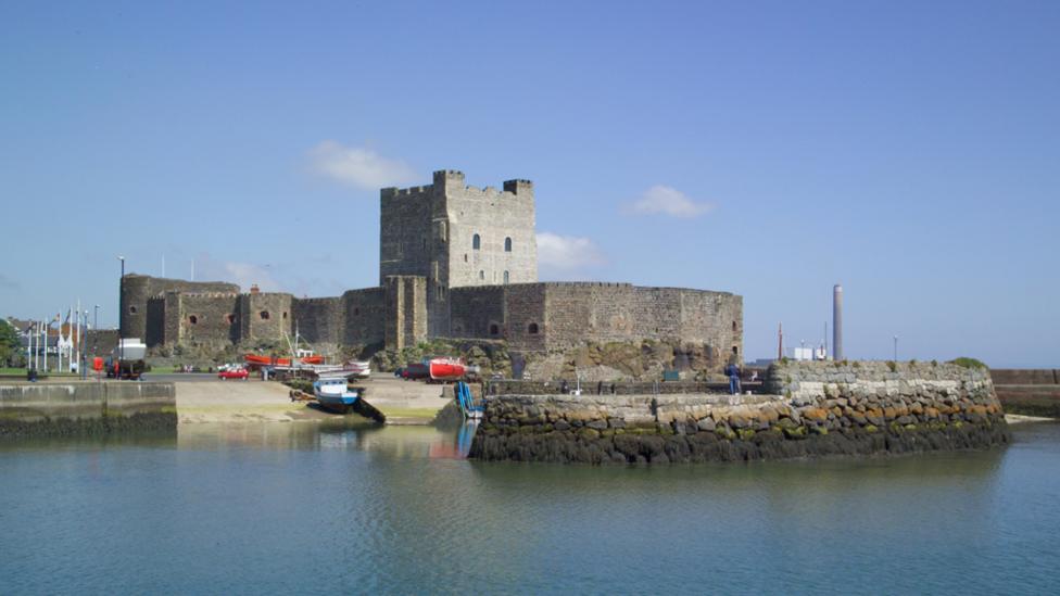 Boats docked at Carrickfergus Castle