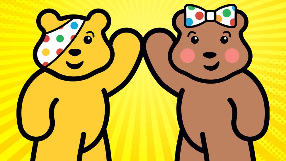 Pudsey and Blush high fiving.
