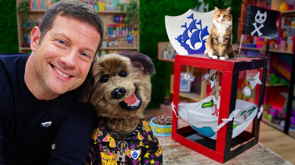 Dermot O'leary and Hacker's homemade pirate themed cat bed.