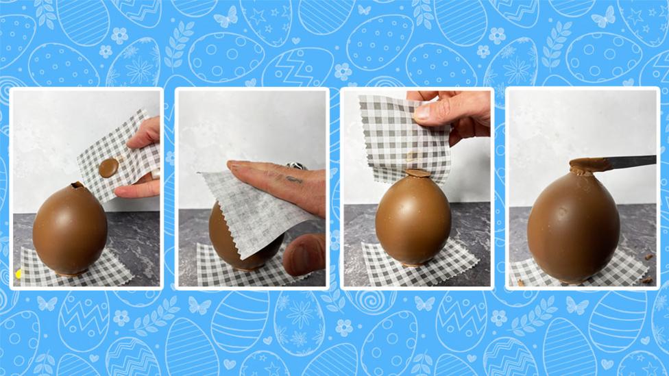 Step by step pictures to make Oli the Choc's Easter egg