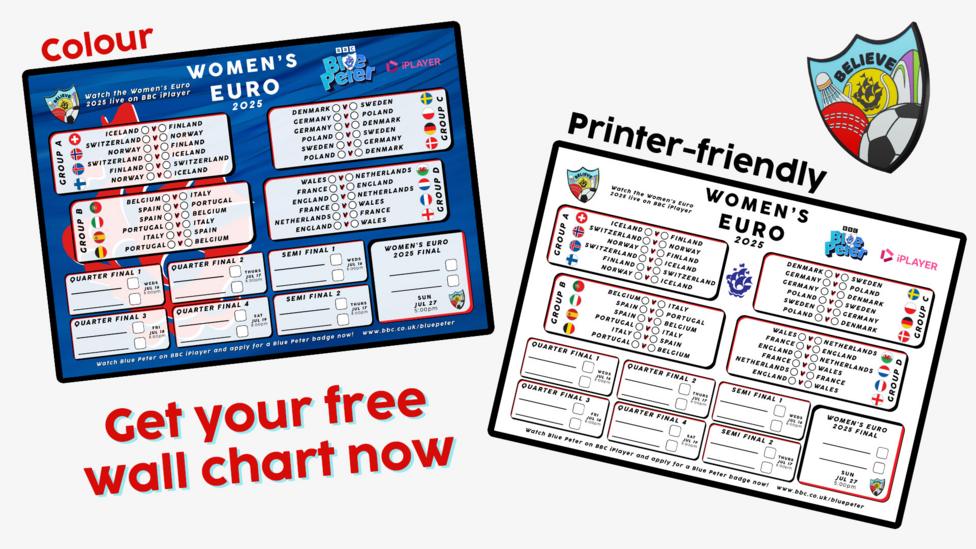 Two printable football wall charts for the Women's EURO 2025.