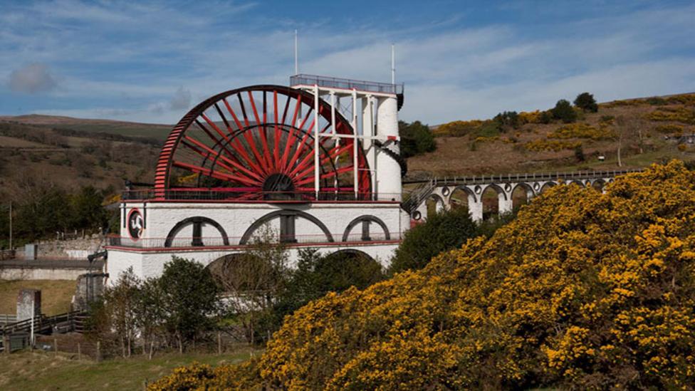 The Great Laxey Wheel set in the countryside