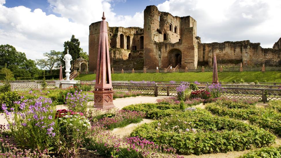 Kenilworth Castle and its gardens during spring