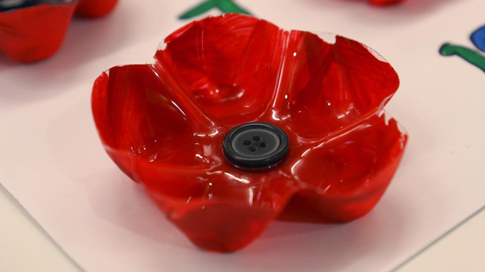 Poppys made from plastic bottles