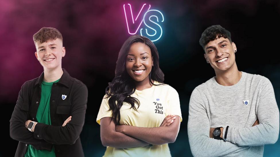 The blue Peter presenters: Adam, Mwaksy and Richie.