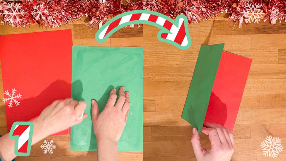 Step one of Blue Peter Christmas card make 2021.