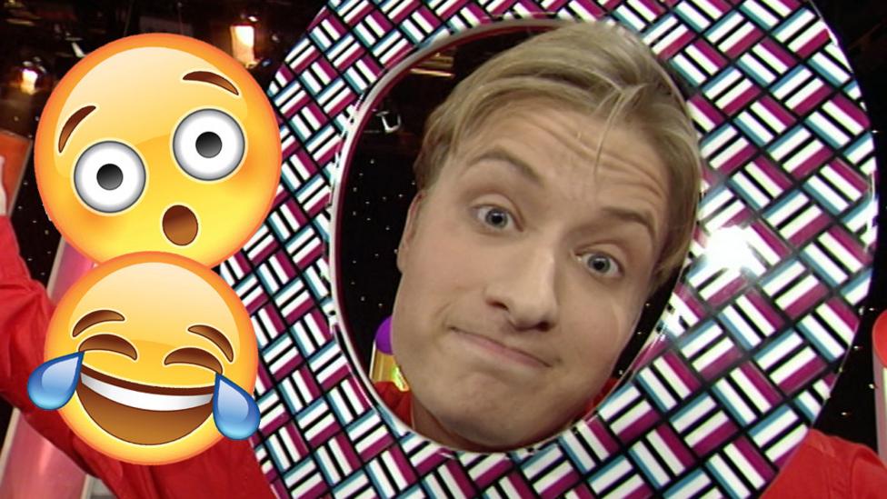 Stuart Miles with his head in a toilet seat.