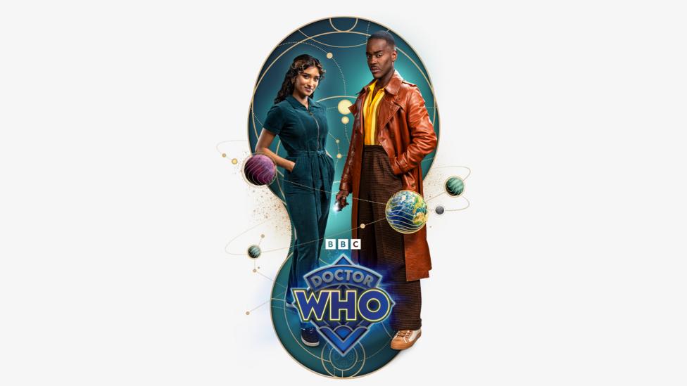 The Doctor and Belinda, they are in a sonic screwdriver silhouette.