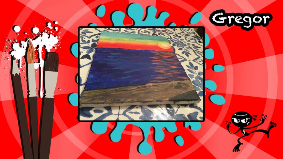 A painting of a beach walk by gregor.