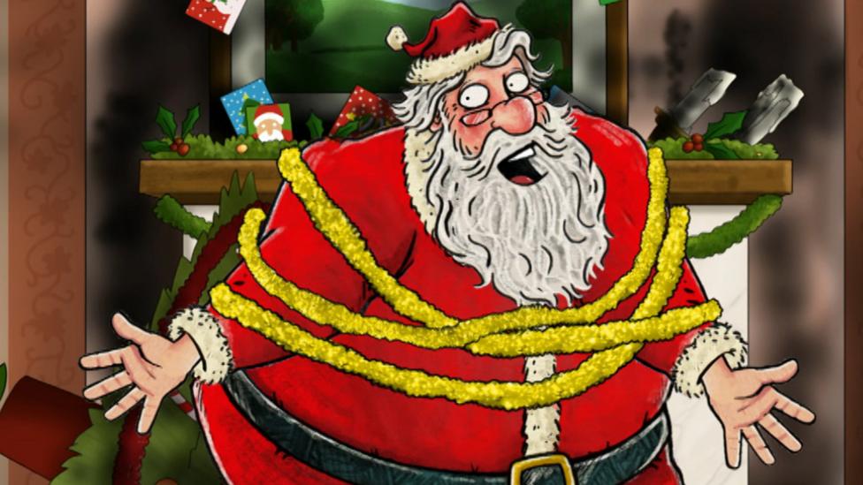 An illustrated Father Christmas.