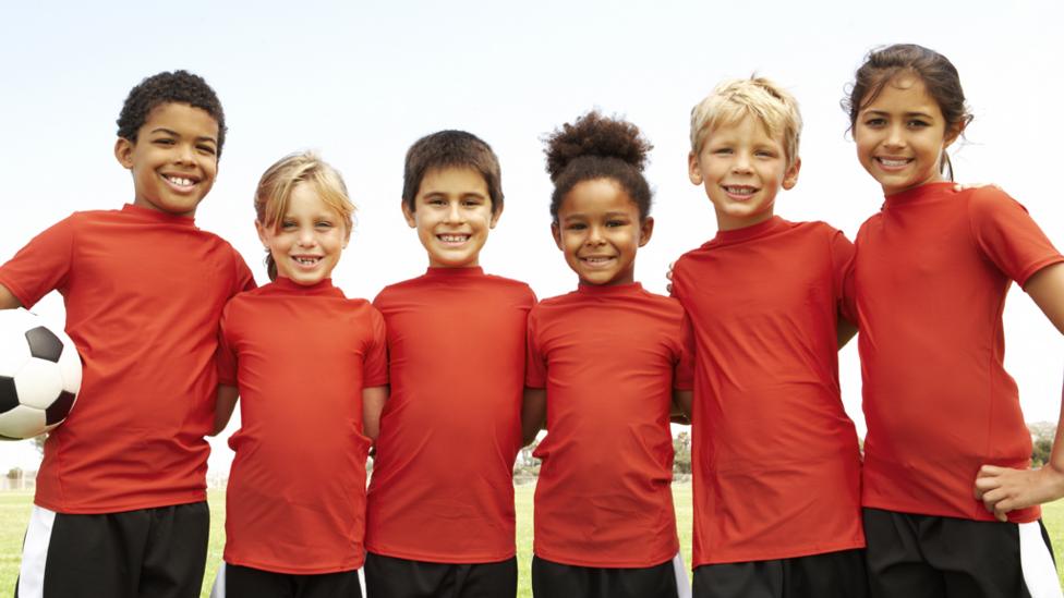A girls' and boys' football team