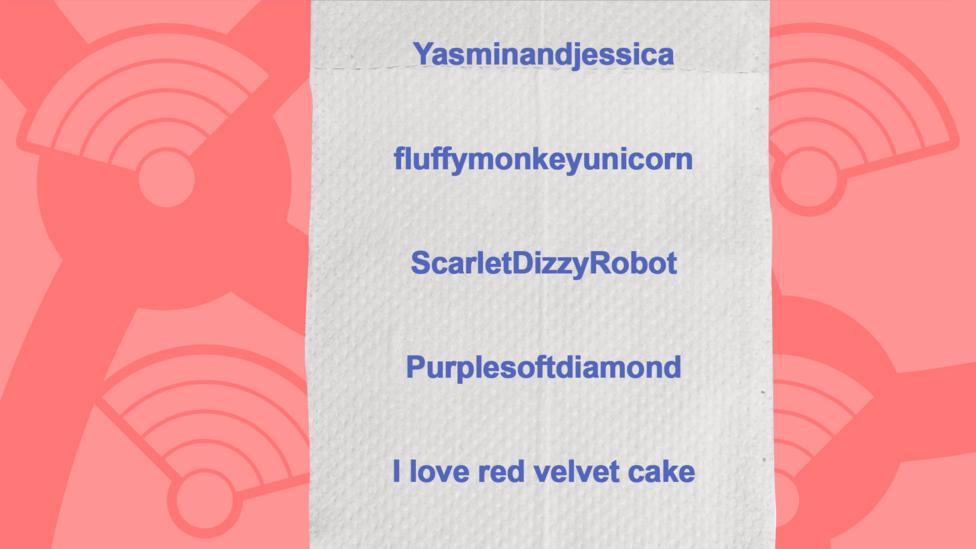 A picture of a toilet roll with the names of the people who got the question right,Yasminandjessica, fluffymonkeyunicorn, ScarletDizzyRobot, Purplesoftdiamond, I love red velvet cake.