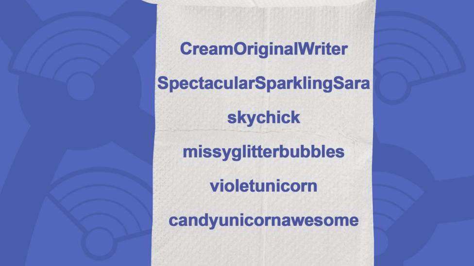 Loo Roll Call picture of usernames who got the question right, CreamOriginalWriter, SpectacularSparklingSara, skychick, missyglitterbubbles, violetunicorn, candyunicornawesome.