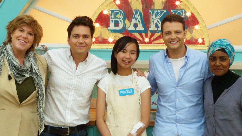 Sam, Mark, Allegra and Nadia with heat 3 winner, Francesca