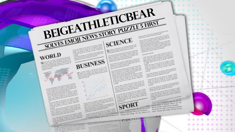 A newspaper cutting saying BeigeAthleticBear solves puzzle 5 first.