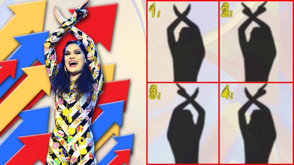 Jessie J on a background of arrows.