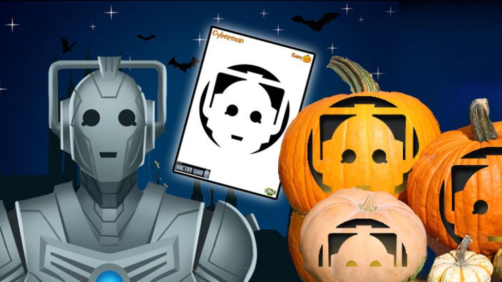 Brand images with the pumpkin template and carved pumpkins