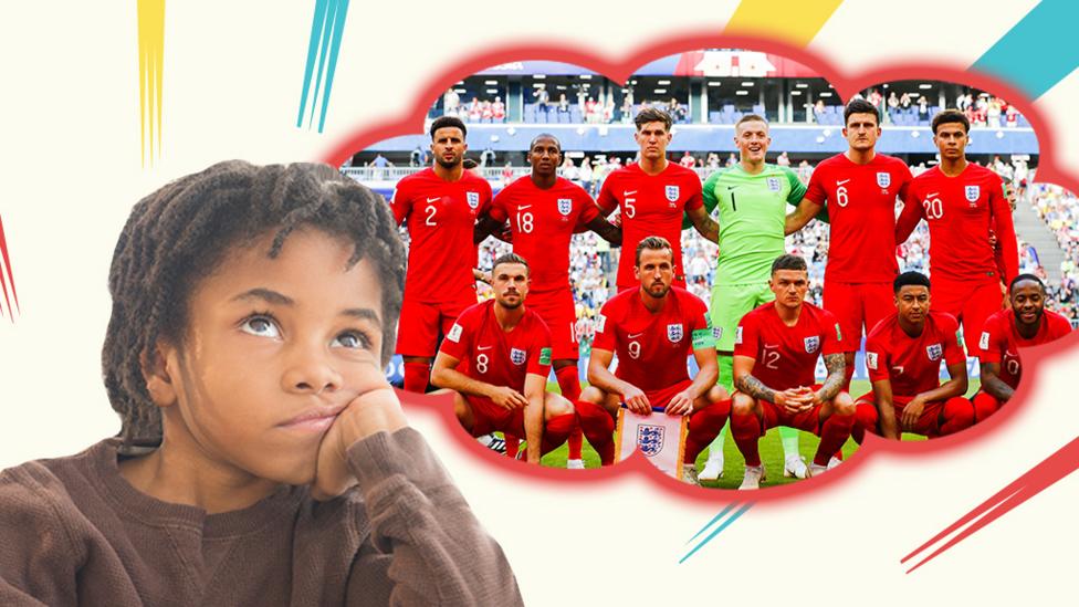 Fed up child and England team.