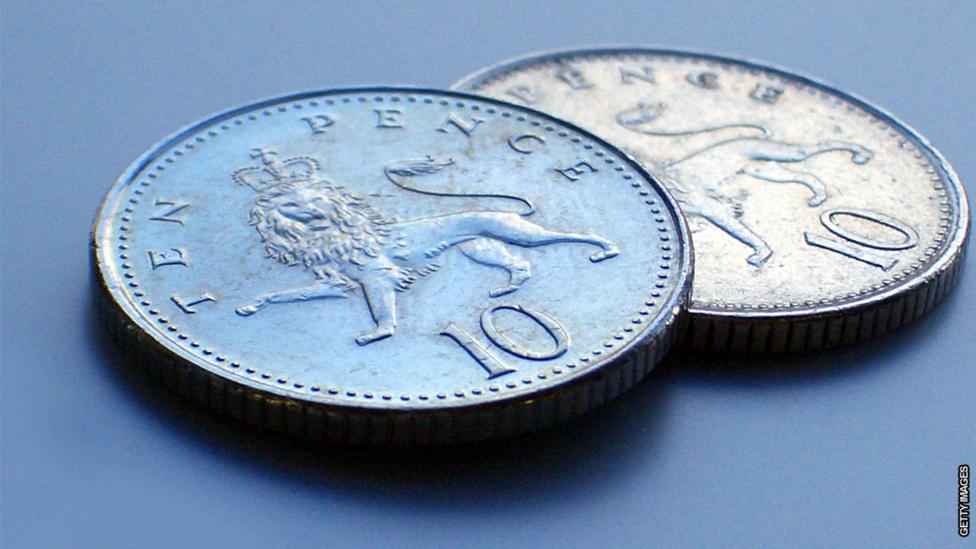 Two ten pence pieces.