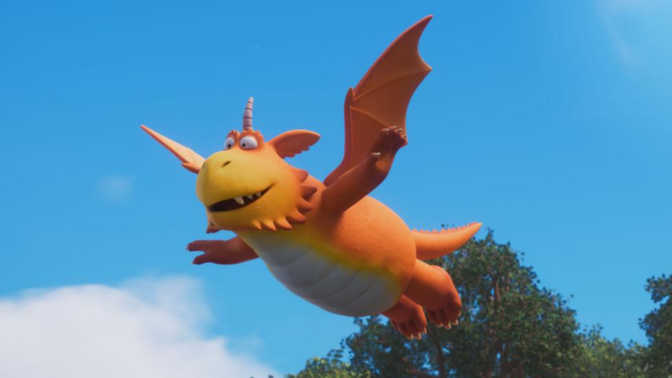 Zog flying through the sky.