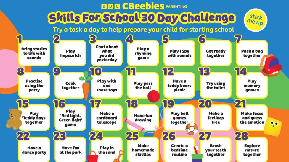 Image of the 30 Day Challenge for Back to School from CBeebies.