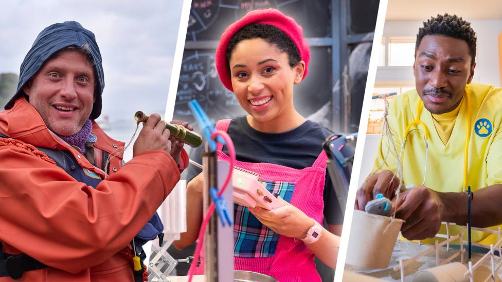 Image of the Harbourmaster, Ava Potts and Dr Ollie from Balamory