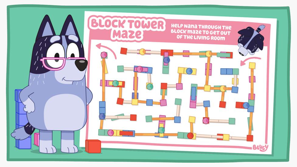 Help Nana through the block maze in this free activity sheet from Bluey.