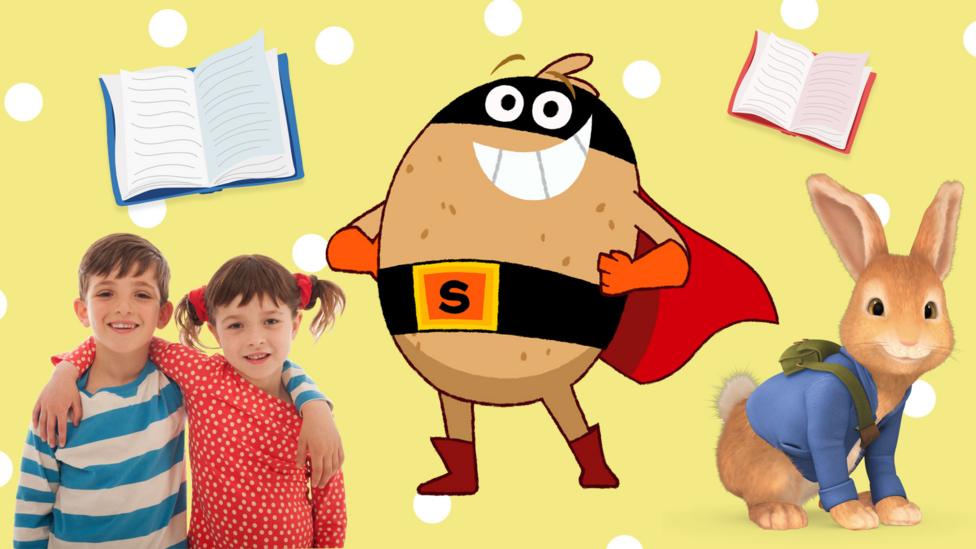 Supertato, Topsy and Tim and Peter Rabbit, with two books