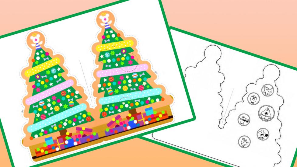 Image of Christmas card print out templates against a orange gradient background with a green outline