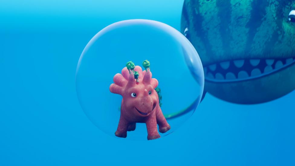 Ginger is in a bubble underwater