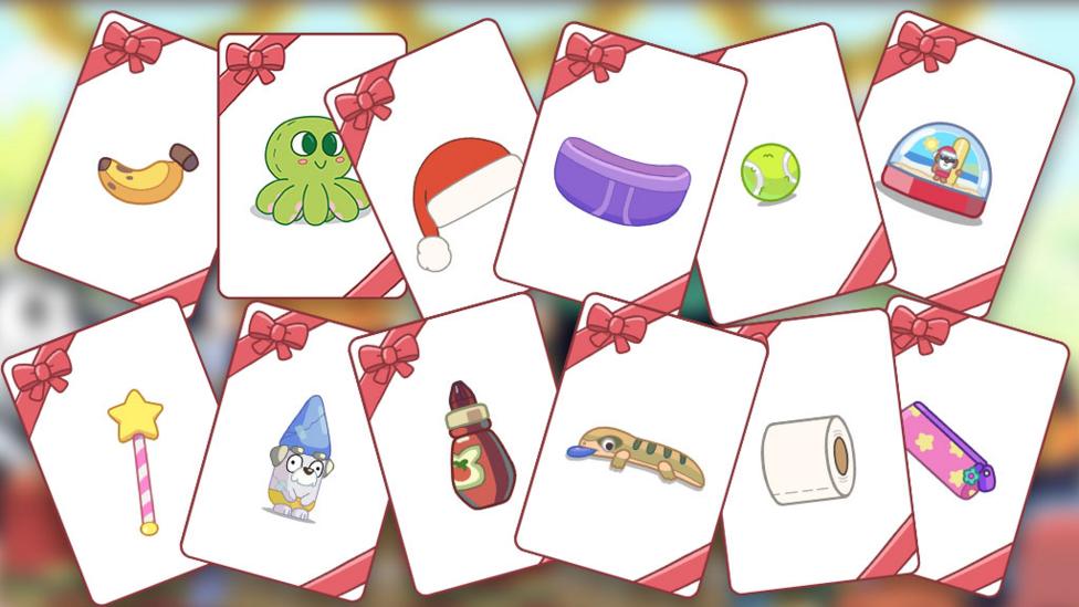 Bluey's Christmas snap cards.