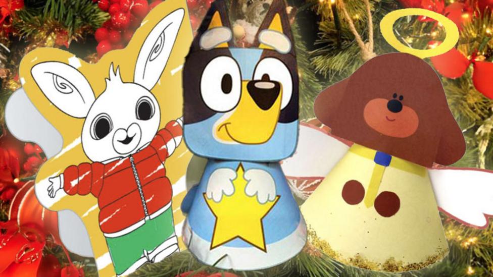 DIY decorations for your Christmas tree, featuring Bing, Bluey and Hey Duggee.