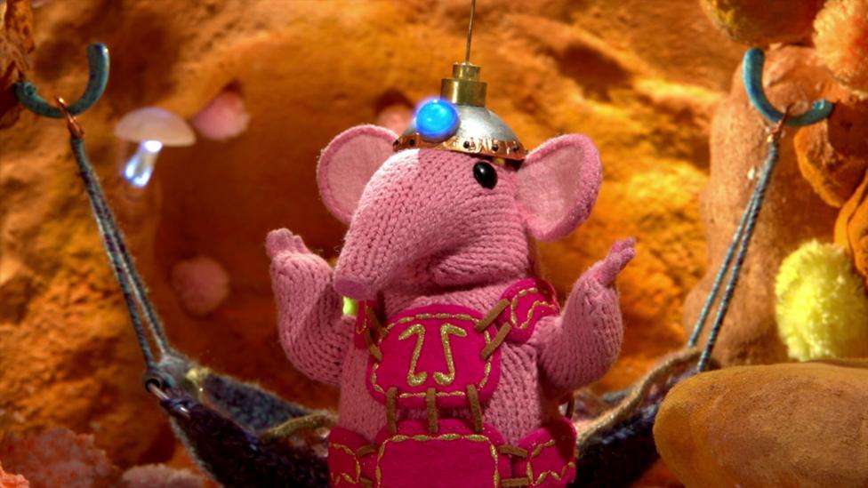 Tiny Clanger wearing her radio hat