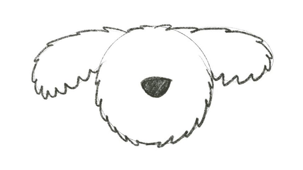 Step-by-step on how to draw Dodge from the CBeebies House.