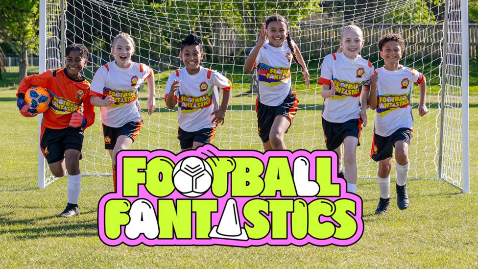 Football Fantastics logo in pink and green