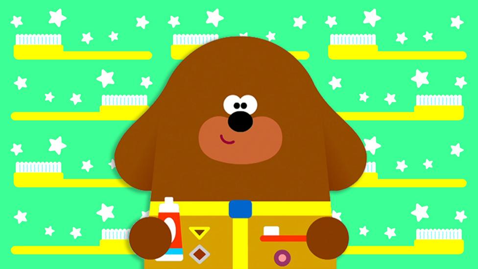 Hey Duggee brushing his teeth.