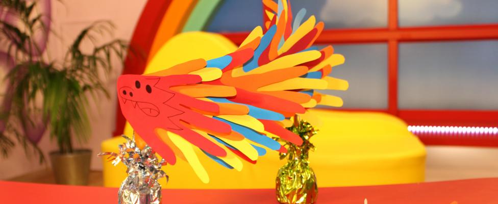 A Chinese dragon made from hand cut outs.