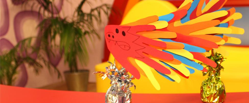 A Chinese dragon made from hand cut outs.