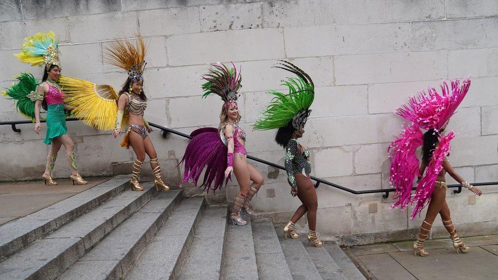 Performers during London's New Year's Day concert in Waterloo Place, London