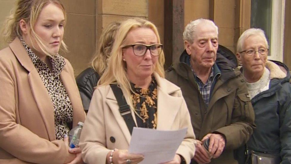 Bren's mother Gail Rawlinson reads a statement