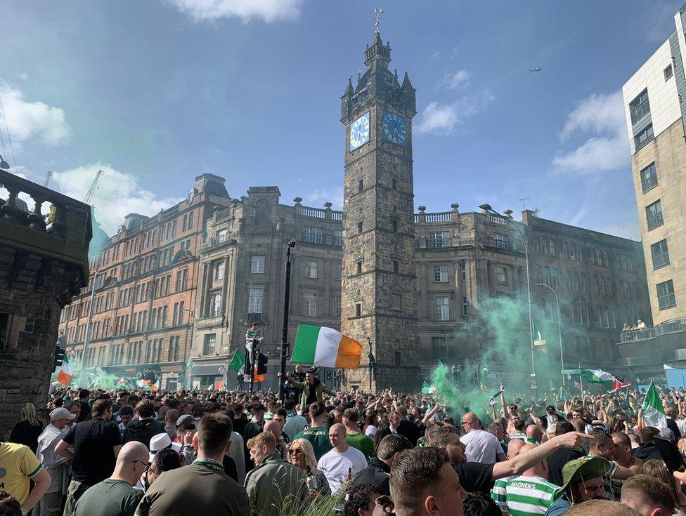 Celtic street party at Glasgow Cross