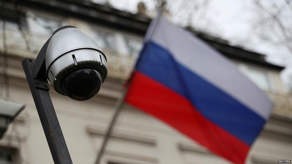 Security camera outside the Russian embassy in London